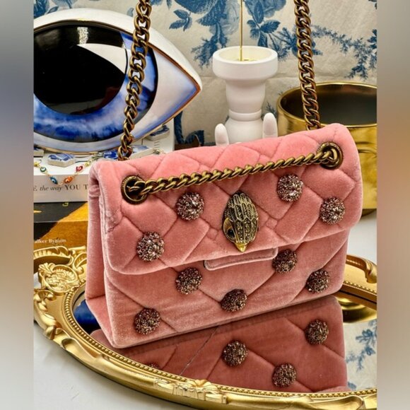 🆕 KURT GEIGER LONDON 🧿 NWOT Kensington Mini Embellished Velvet Crossbody, Pink - Picture 14 of 16